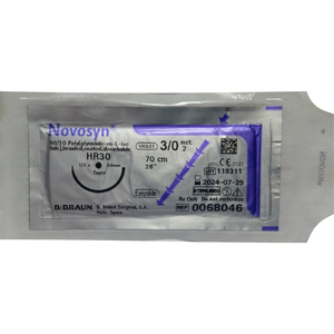 Шовный материал хирургический Novosyn (Новосин) (викрил) размер USP 3/0 (2) длина 70 см, игла колющая 30 мм, 1/2 круга, фиолетовый DDP C0068046